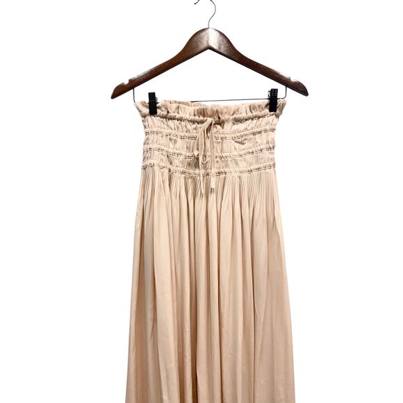 Lulus Maina Beige Plisse Drawstring High-Rise Maxi Skirt size XS NWT - Picture 4 of 5